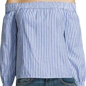 Rag & Bone Drew Off the Shoulder Pinstripe Top